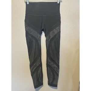 LULULEMON Wunder Under High Rise Tights Womens 6 Gray Lace Stretch Yoga LW58QQS